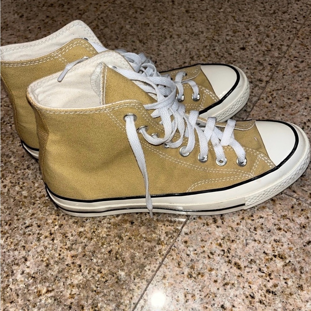 Converse Tan High-Top Sneakers with White Laces